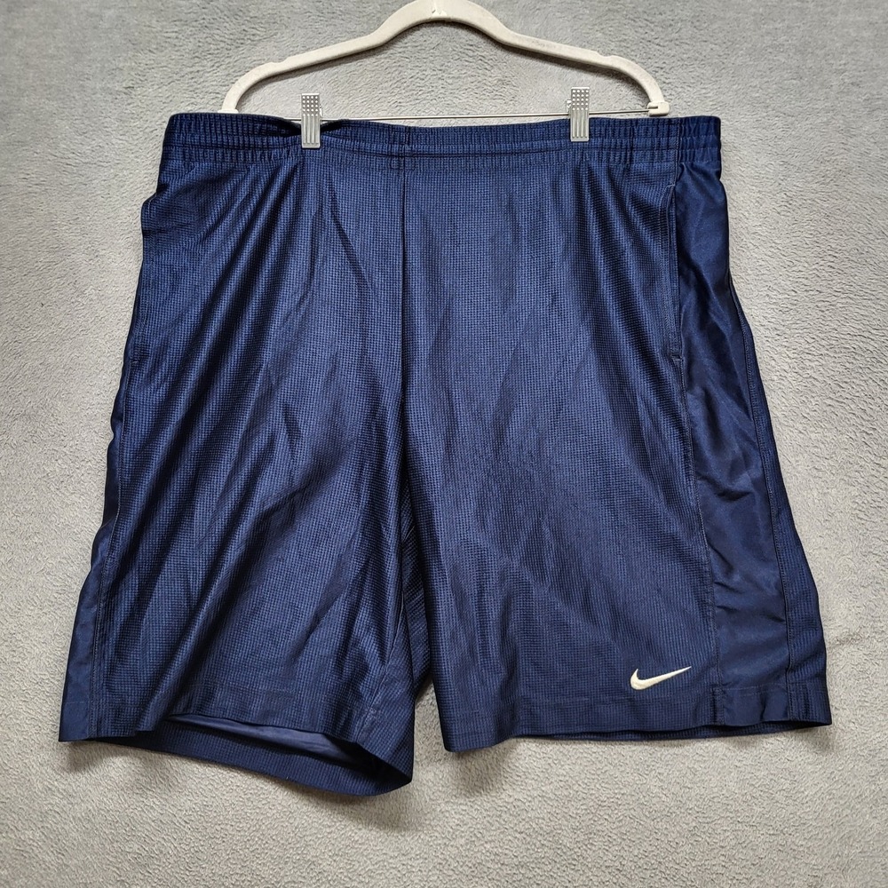 VINTAGE Nike Men Activewear Shorts XL Navy Blue Swoosh Embroidery Basketball Y2K